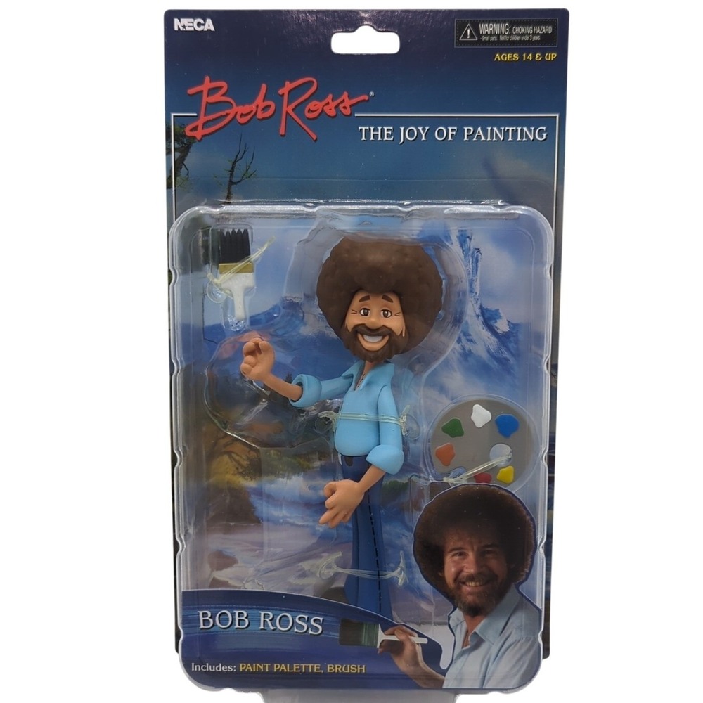 Bob Ross NECA Toony Classics Figure Blue Shirt Joy of Painting Collectible